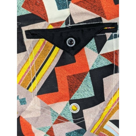 Mambo Boy's Board Shorts Size 10 Black Orange Geometric Zig Zag Pocket - Picture 5 of 12